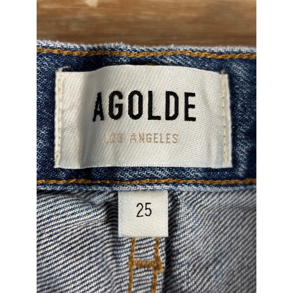 AGOLDE Parker Vintage Cut Off Denim Shorts Blue Distressed 25 A026E-1206 - Picture 5 of 9